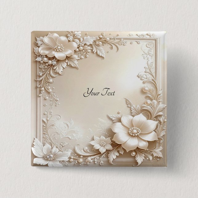 Ivory Flowers Button (Vorderseite)