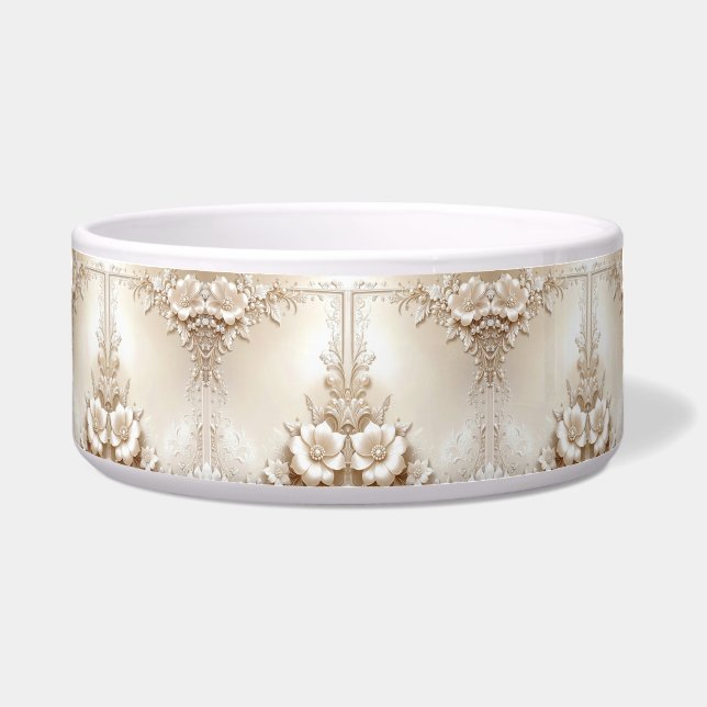 Ivory Flowers Ceramic Pet Bowl Napf (Vorderseite)