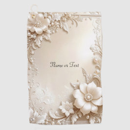 Ivory Flowers Golf Towel Golfhandtuch
