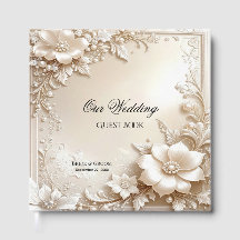 Ivory Flowers Guest Book