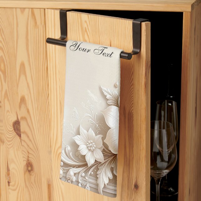 Ivory Flowers Kitchen Towel Geschirrtuch (Drittel gefaltet)