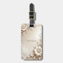 Ivory Flowers Luggage Tag