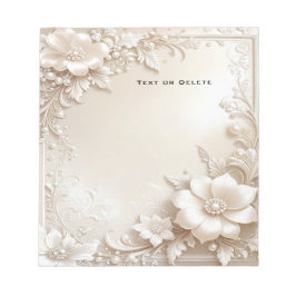 Ivory Flowers Notepad Notizblock