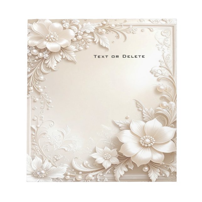 Ivory Flowers Notepad Notizblock (Vorderseite)