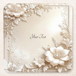 Ivory Flowers Paper Coaster Rechteckiger Pappuntersetzer