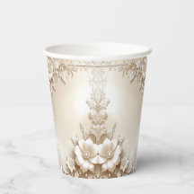Ivory Flowers Paper Cups