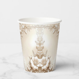 Ivory Flowers Paper Cups Pappbecher