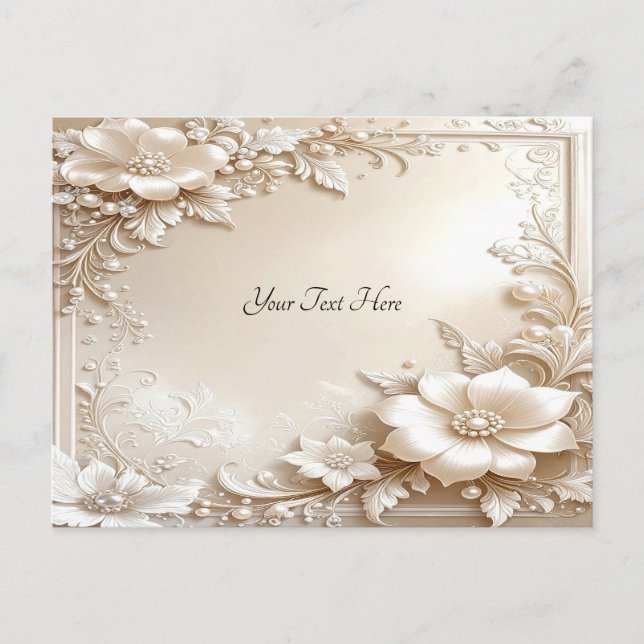 Ivory Flowers Postcard Postkarte (Vorderseite)