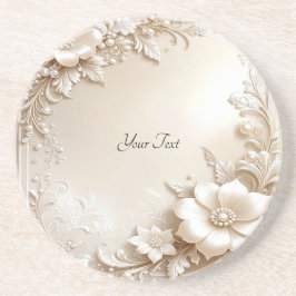 Ivory Flowers Sandstone Coaster Getränkeuntersetzer