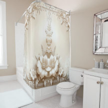 Ivory Flowers Shower Curtain
