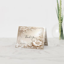 Ivory Flowers Thank You Card