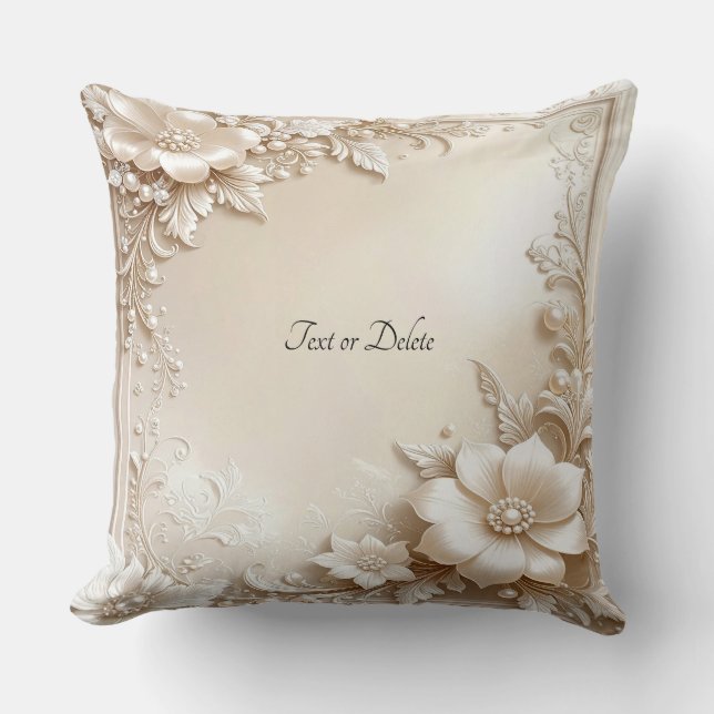 Ivory Flowers Throw Pillow Kissen (Vorderseite)