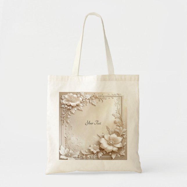 Ivory Flowers Tote Bag Tragetasche (Vorne)