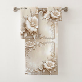 Ivory Flowers Towel Set