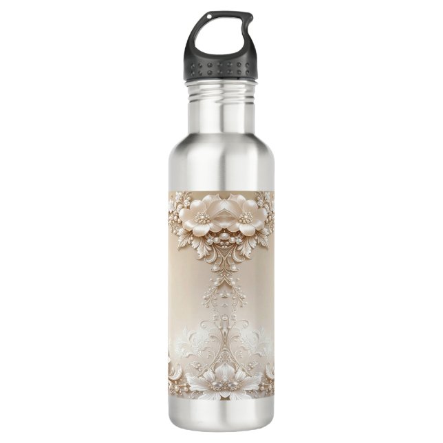 Ivory Flowers Water Bottle Edelstahlflasche (Vorderseite)
