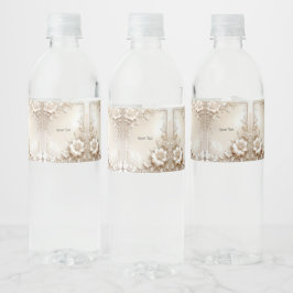 Ivory Flowers Water Bottle Label Wasserflaschenetikett