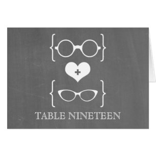 Ivory Geeky Glasses Chalkboard Tischnummer Card