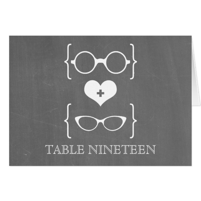Ivory Geeky Glasses Chalkboard Tischnummer Card (Vorderseite (Horizontal))