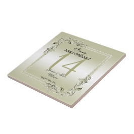 Ivory Gem & Glitzer 14. Hochzeitstag  Fliese