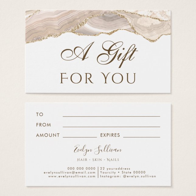 Ivory Gold Agate Gift Card (Vorne & Hinten)