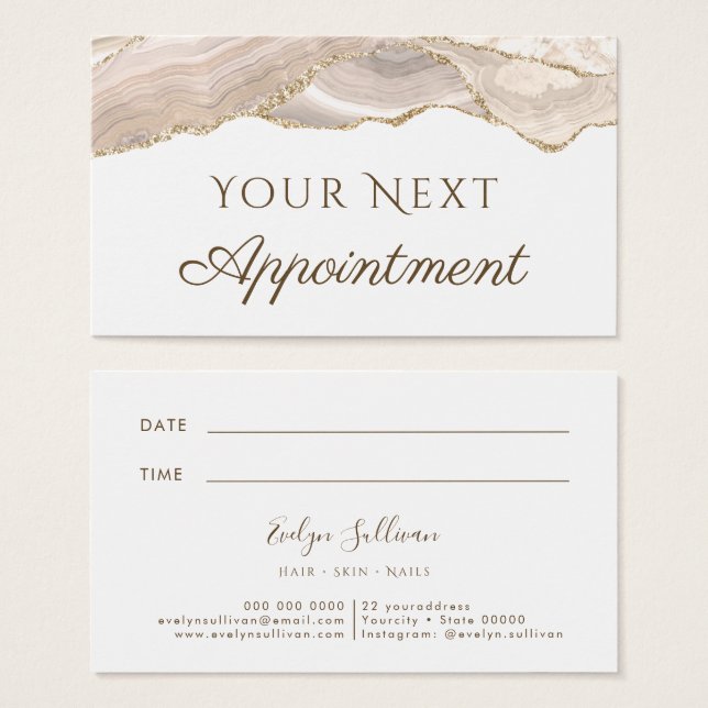 Ivory Gold Agate Terminierungskarte (Vorne & Hinten)