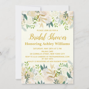 Ivory Gold Boho Greenery Bridal Dusche Einladungen
