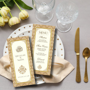 Ivory Gold Damask Elegance Islamische Hochzeit Menükarte