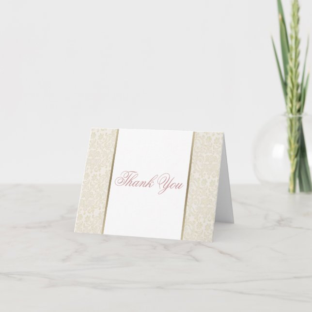 Ivory & Gold Danke-Card Dankeskarte (Vorderseite)