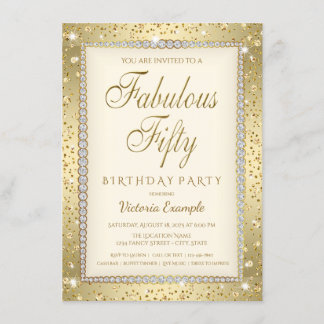 Ivory Gold Diamond Fantastische 50 Geburtstagseinl Einladung