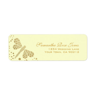 Ivory & Gold Dragonfly Pointillism Custom Address