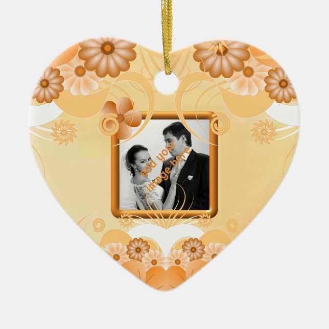 Ivory Gold Floral Wedding Heart Keepake Ornamente (Vorne)