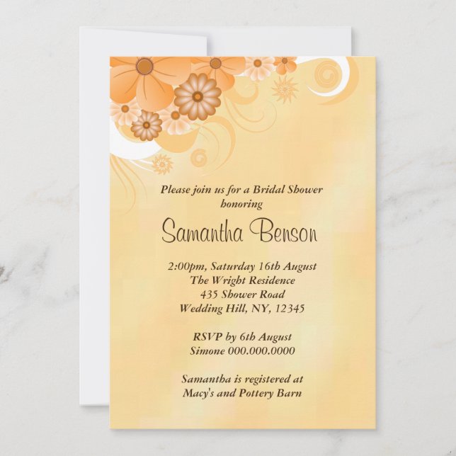 Ivory Gold Hibiskus Floral Brautparty Einladung (Vorderseite)