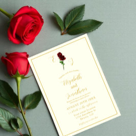 Ivory Gold Rose Paare Dusche Einladung