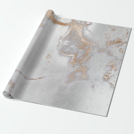 Ivory Gold Silver Gray Metallic Strokes Marmor Geschenkpapier