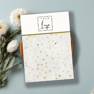 Ivory Gold Terrazzo Marmor Texture Earring Logo Visitenkarte