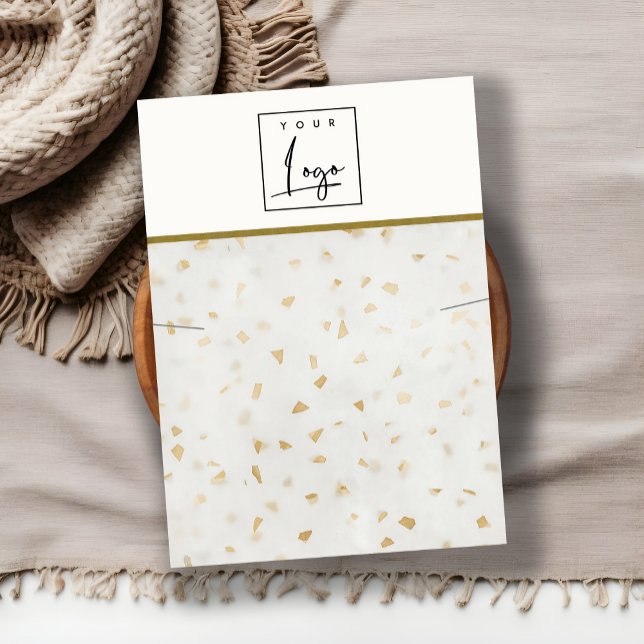 Ivory Gold Terrazzo Marmor Texture Necklace Logo Visitenkarte (Von Creator hochgeladen)