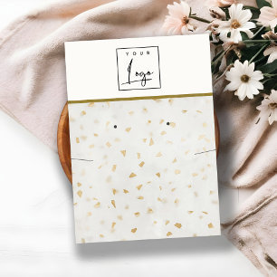 Ivory Gold Terrazzo Texture Necklace Logo Visitenkarte