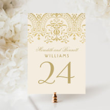 Ivory Gold Vintag Glamour Hochzeit Tischnummer