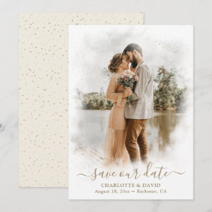 Ivory Gold Wedding Foto Rette unsere Date Card Save The Date