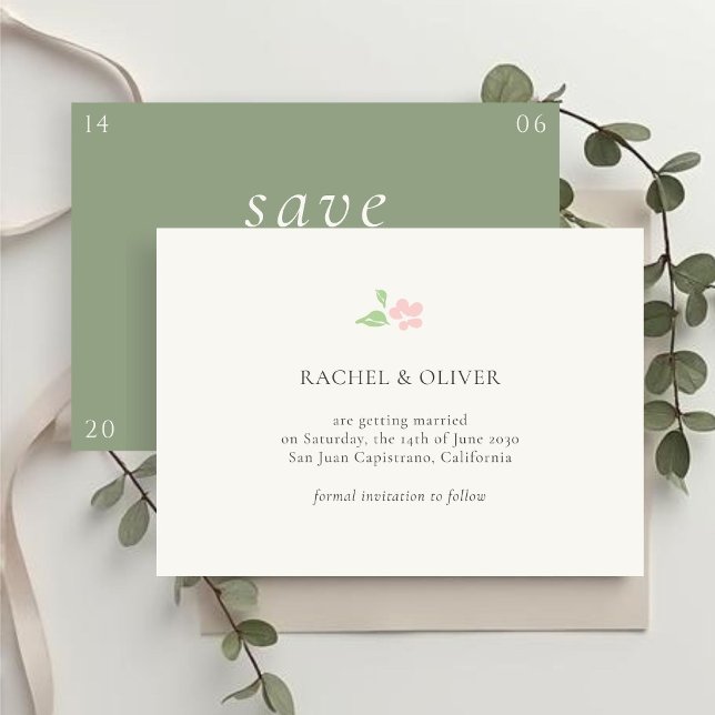 Ivory & Green | Floral Rose Wedding Save The Date (Von Creator hochgeladen)