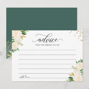 Ivory Green Gold Blumengrün Worte Hinweiskarte