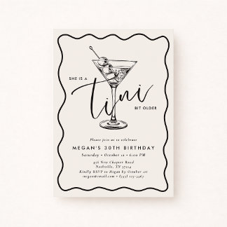 Ivory Hand Drawn A Tini Bit Older 30’s Birthday Einladung