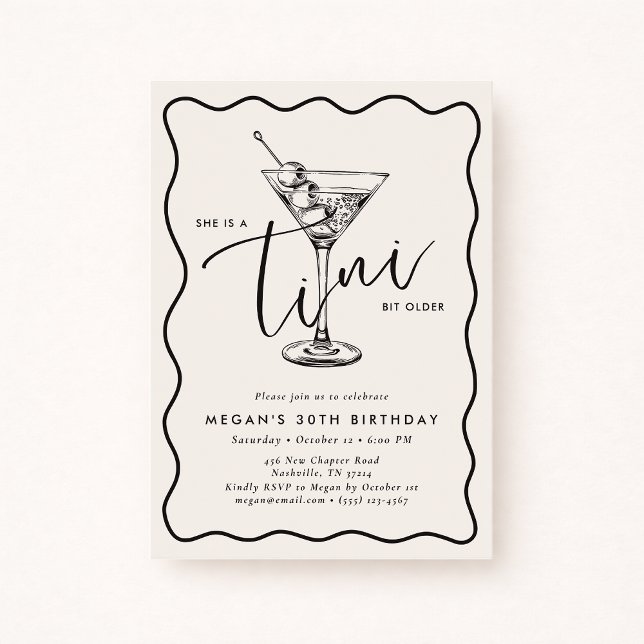 Ivory Hand Drawn A Tini Bit Older 30’s Birthday  Einladung (Von Creator hochgeladen)