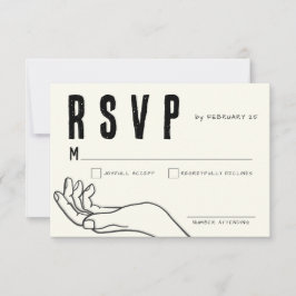 Ivory Hand Drawn Illustration Minimalist Wedding  RSVP Karte
