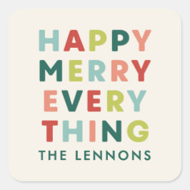 Ivory Happy Merry Everything Christmas Sticker