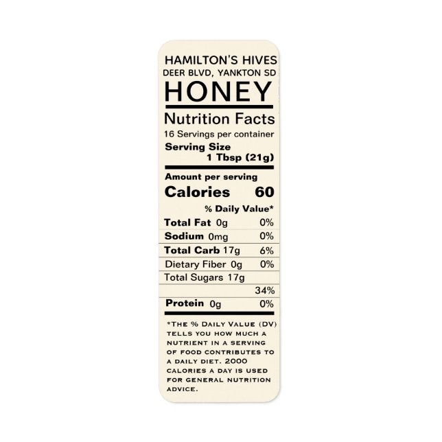 Ivory Honey Nutrition Fakten Rücksendeadresse (Vorne)