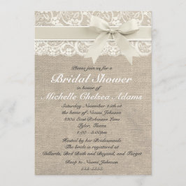 Ivory Lace Burlap Bridal Dusche Einladung