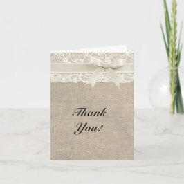 Ivory Lace Burlap Look Danke-Karte Dankeskarte