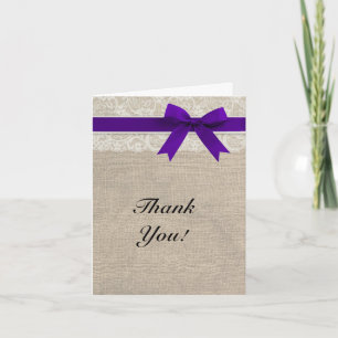 Ivory Lace Burlap Look Regency Danke Card