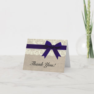 Ivory Lace & Burlap Rustic Wedding Dankeschön Kart Dankeskarte
